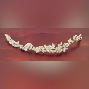 Vintage Perry Seagull Solid Pewter Rose Garland Centerpiece  Floral Decor